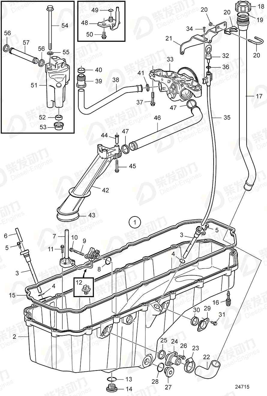 VOLVO Oil dipstick 40005190 Drawing